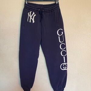 Gucci Kids Navy Joggers with White Logo